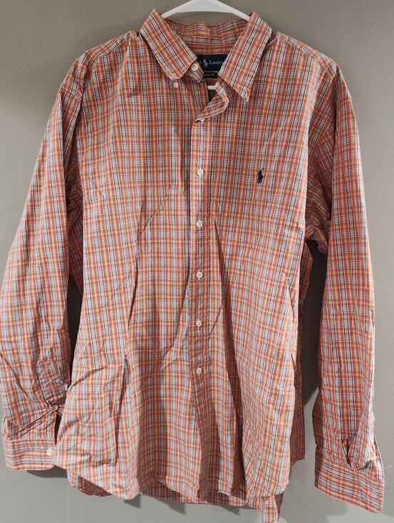 Ralph Lauren Other - Ralph Lauren Orange Plaid Sz Xl Long Sleeve Button Up